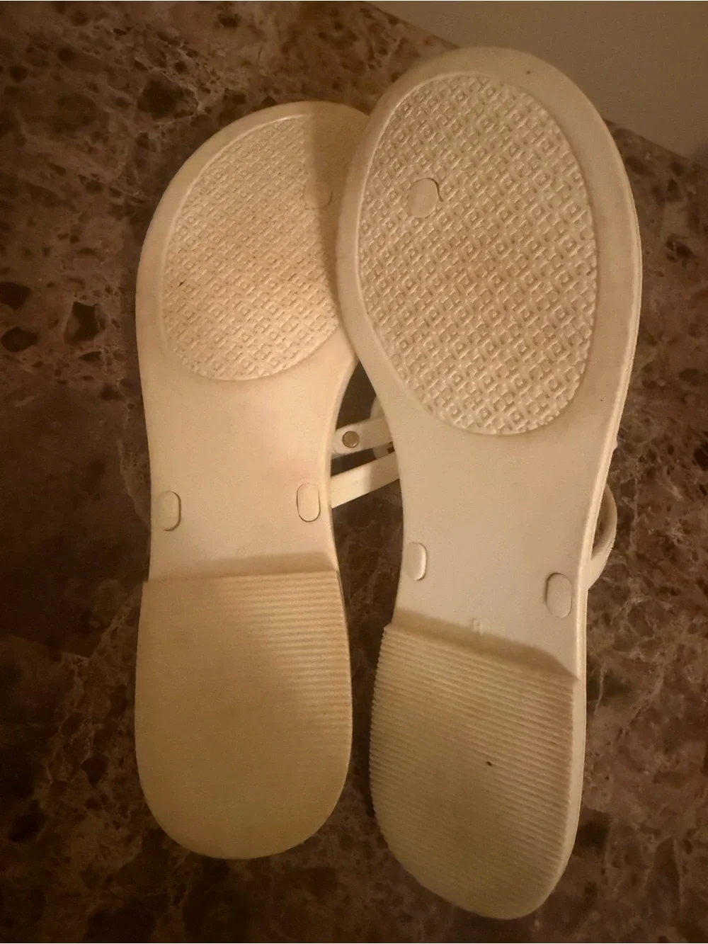 Tory Burch Cream Miller Metal-Logo Thong Sandals